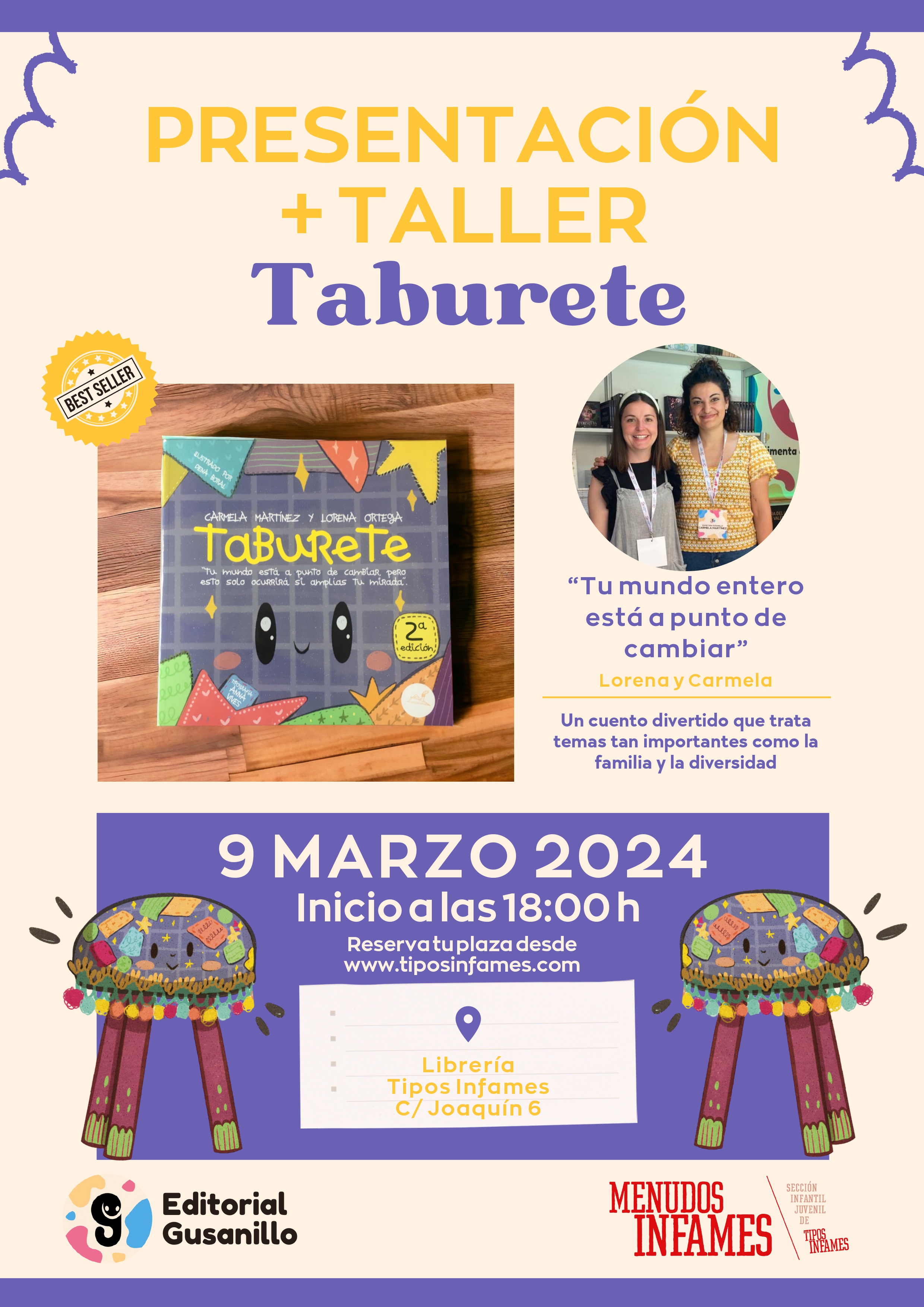 Cuentacuentos y taller: Taburete, de Carmela Martínez y Lorena Ortega