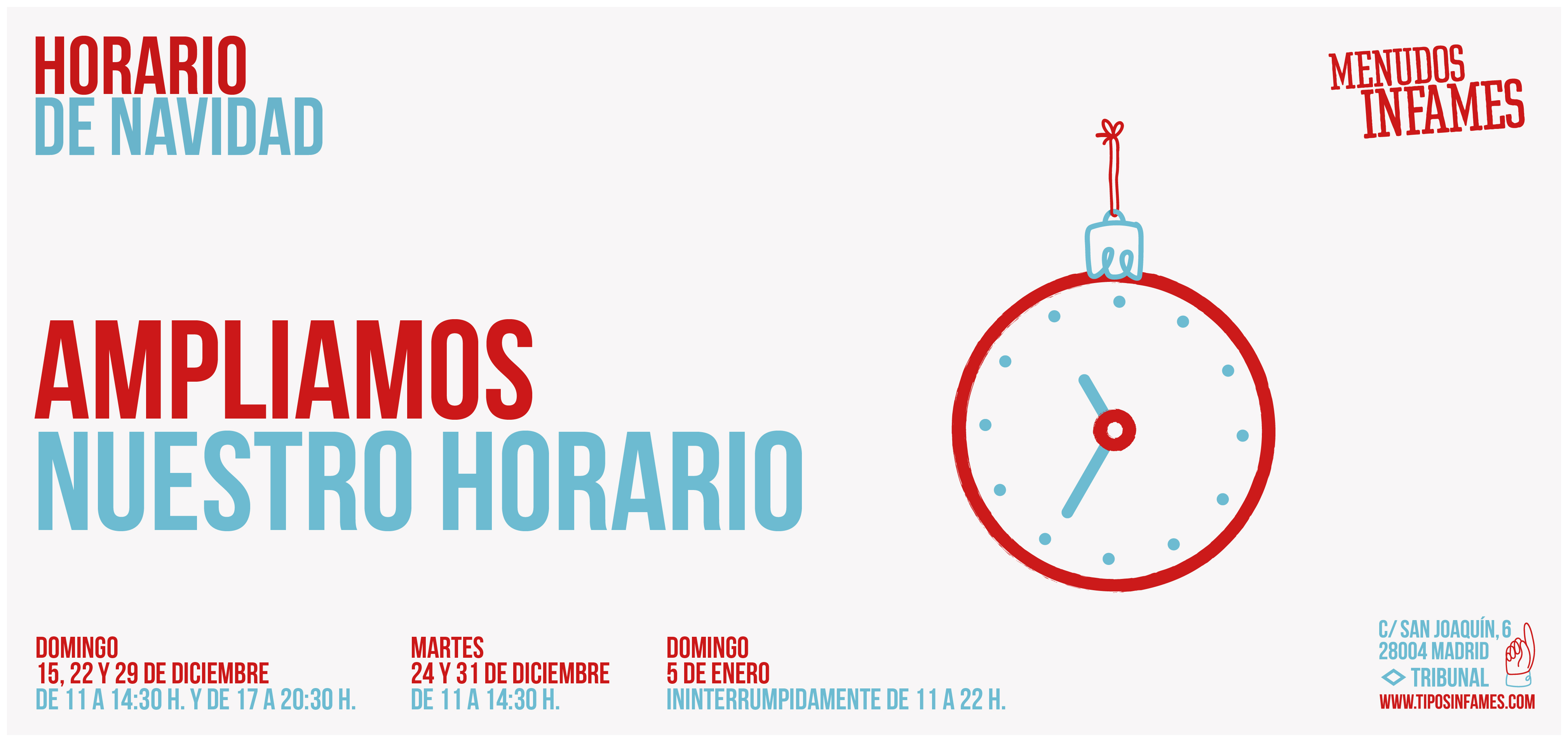 Horario de Navidad Menudos Infames