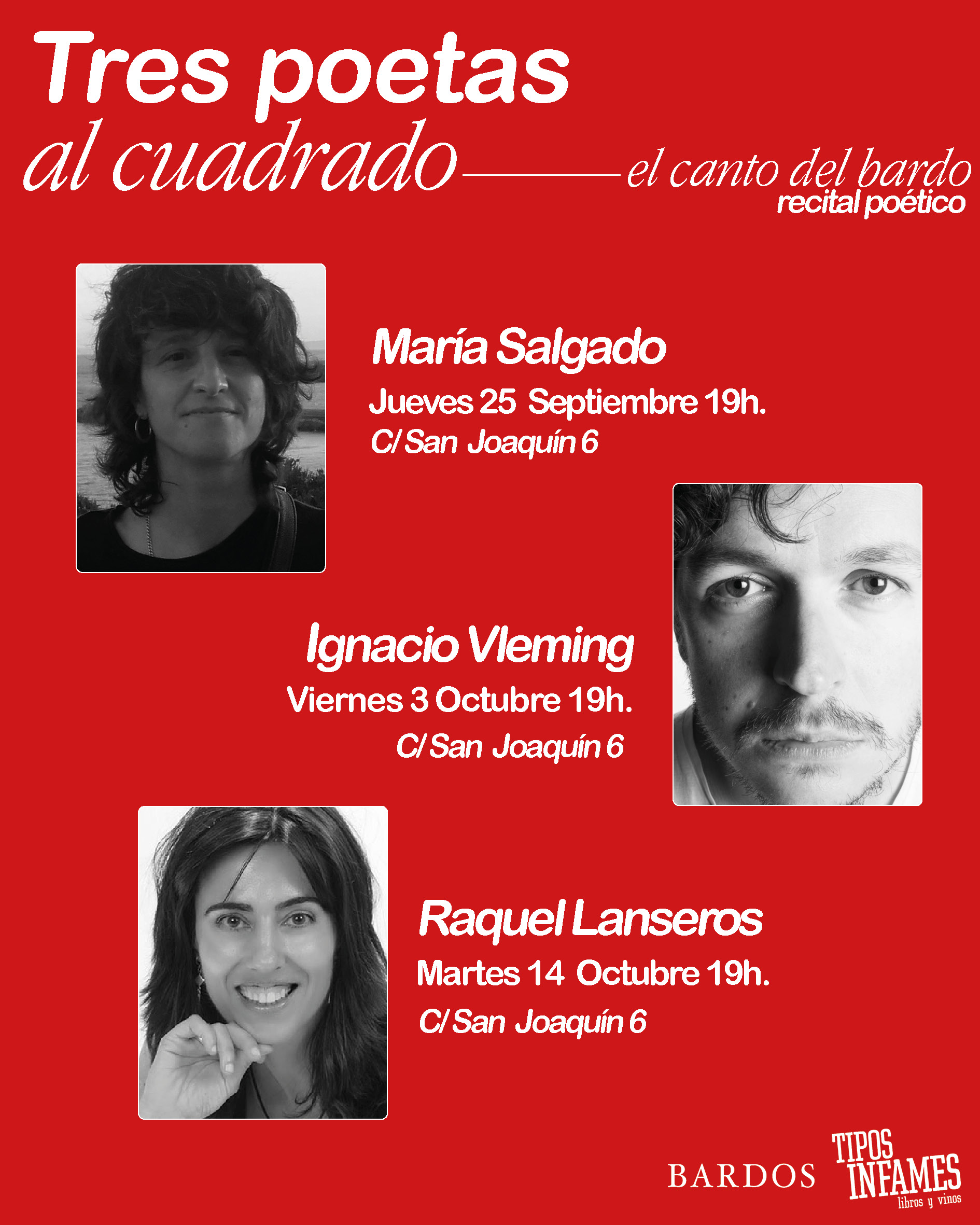 Tres poetas al cuadrado: el canto de los bardos