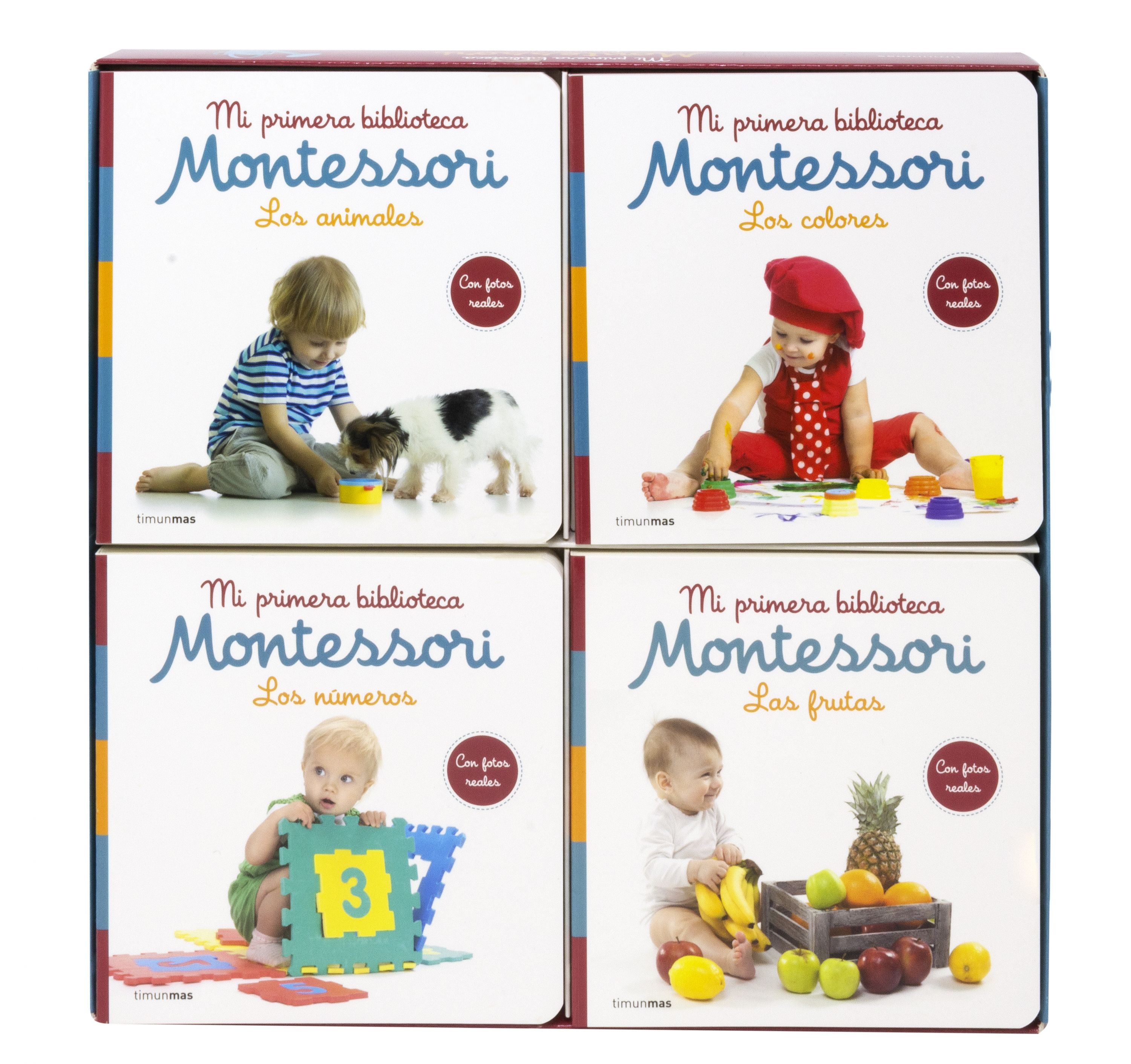 MI PRIMERA BIBLIOTECA MONTESSORI. LOS COLORES · LAS FRUTAS · LOS NÚMEROS · LOS ANIMALES