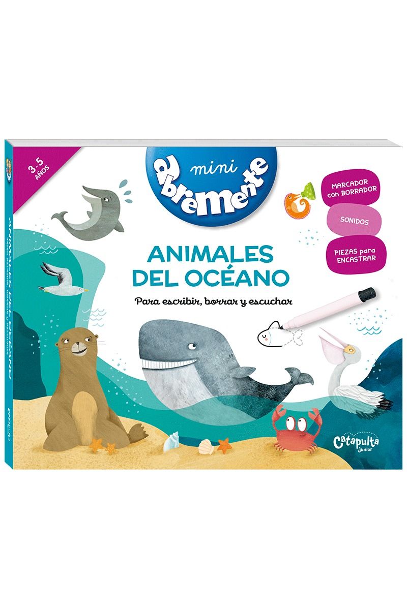 ABREMENTE ANIMALES DEL OCEANO. PARA ESCRIBIR, BORRAR Y ESCUCHAR